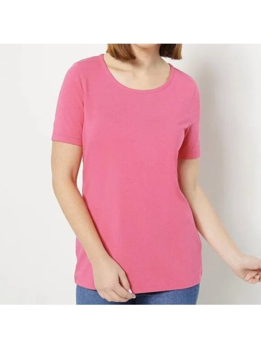 Susan Graver Weekend Top XS Essentials Comfy Cotton Knit Salmon Coral NEW